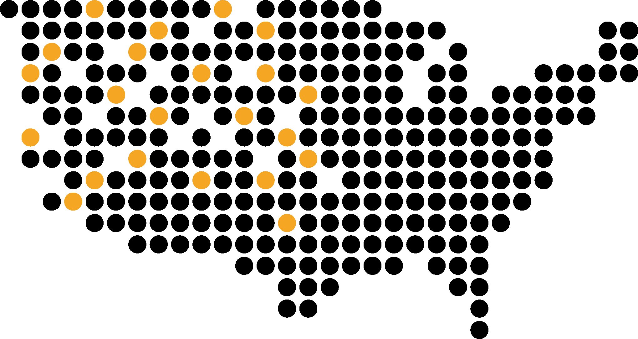 A scatter plot graph showing data points with orange circles and white check marks, with a line of text titled 'Data Distribution' at the top.