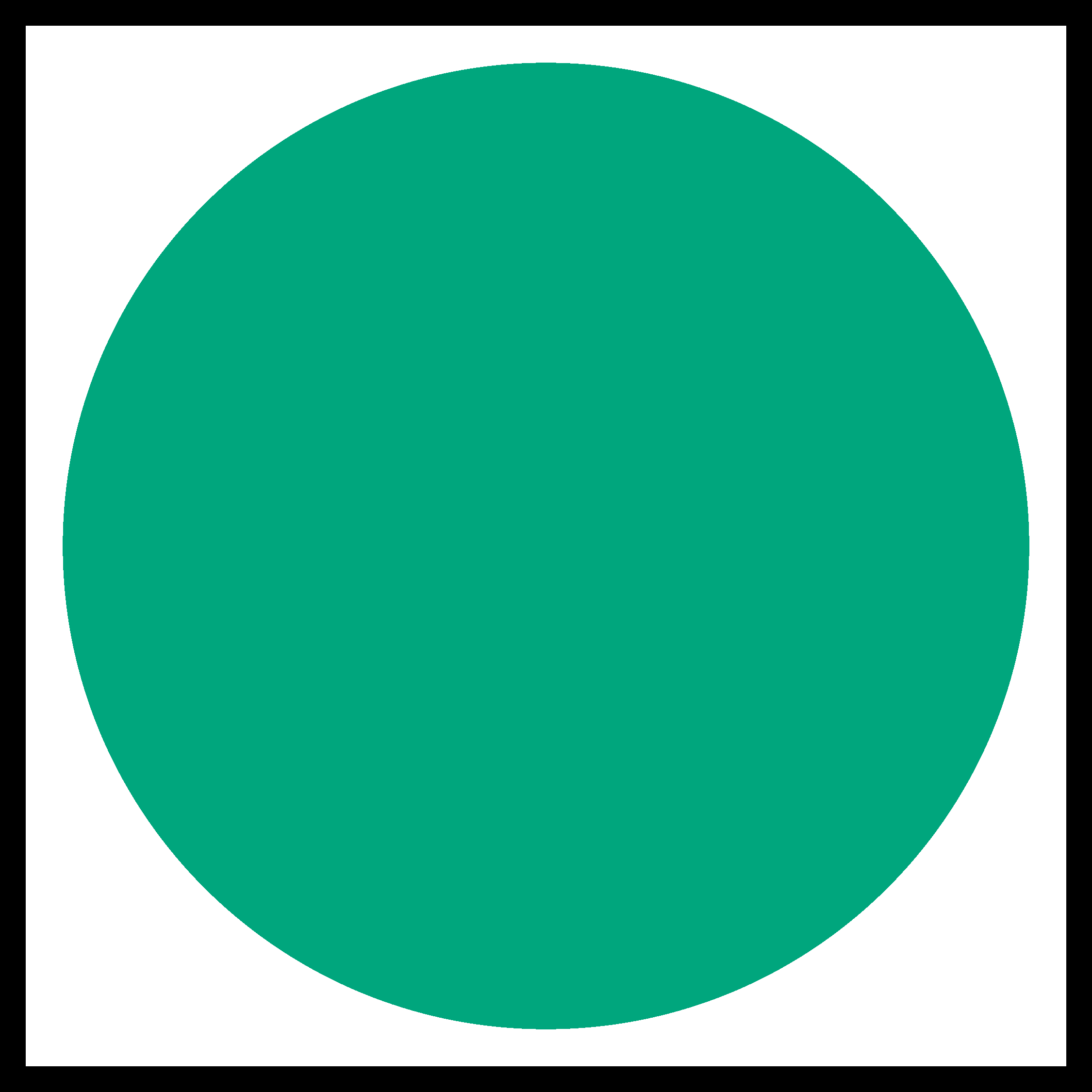 Solid teal-colored circle on a black background.
