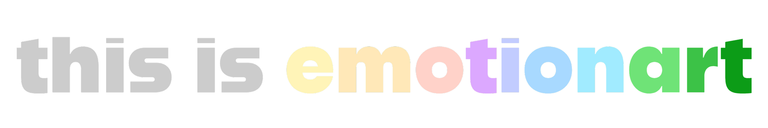 Colorful word cloud with the phrase 'this is emotionart' in bold letters on a black background.