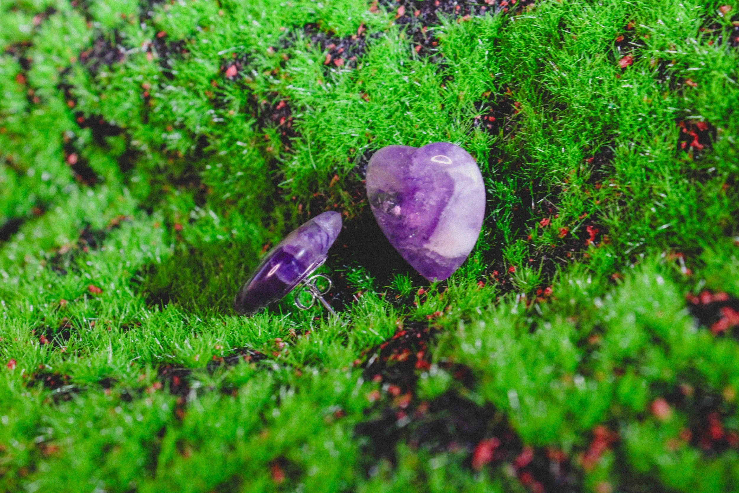 Amethyst Heart Earrings