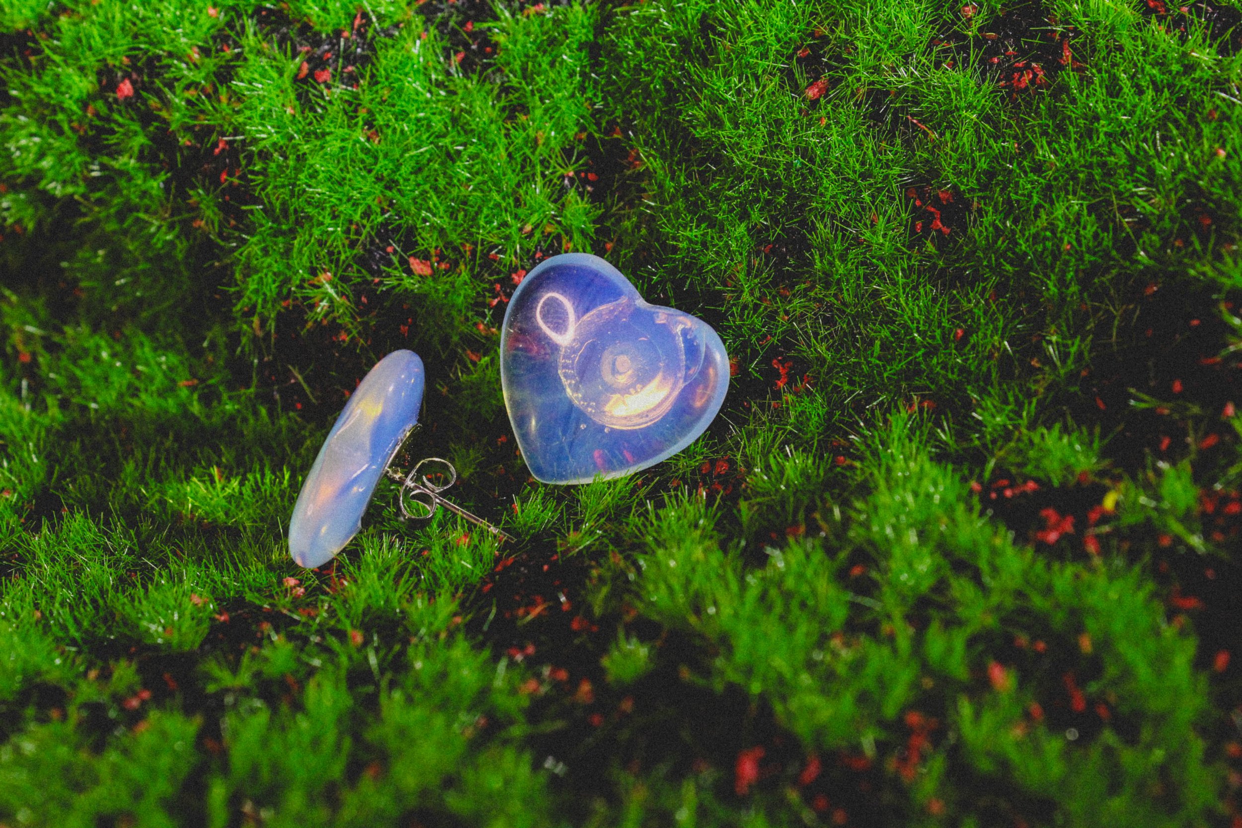 Opal Heart Earrings