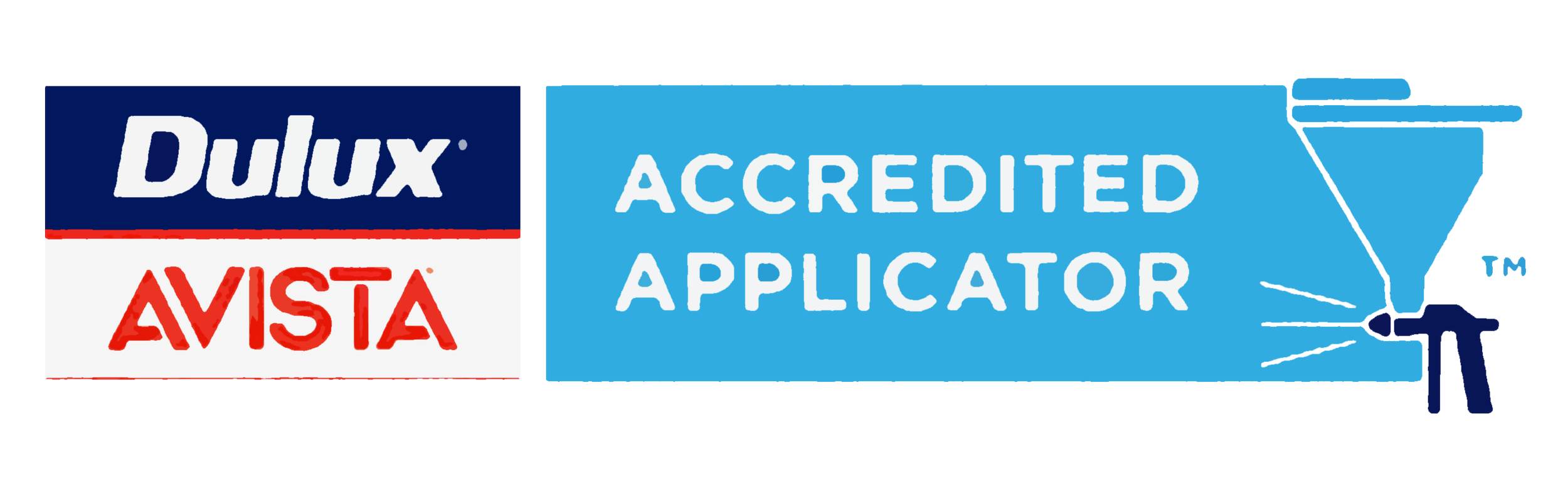 Dulux AVISTA logo with an image of a paint sprayer and the text 'Accredited Applicator' in a blue box