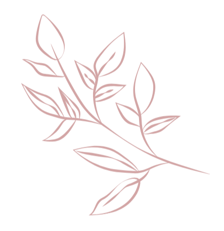 Red outline drawing of a leafy branch on a black background.