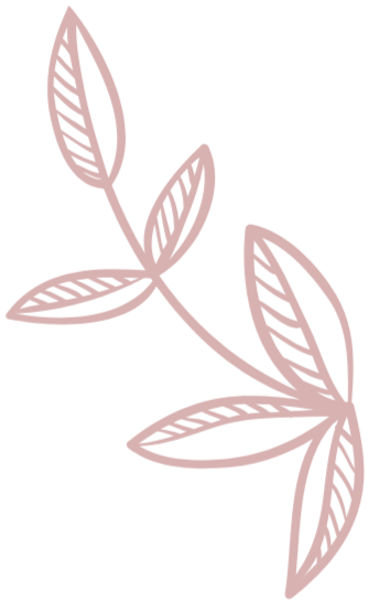 Red line drawing of a branch with five leaves against a black background.