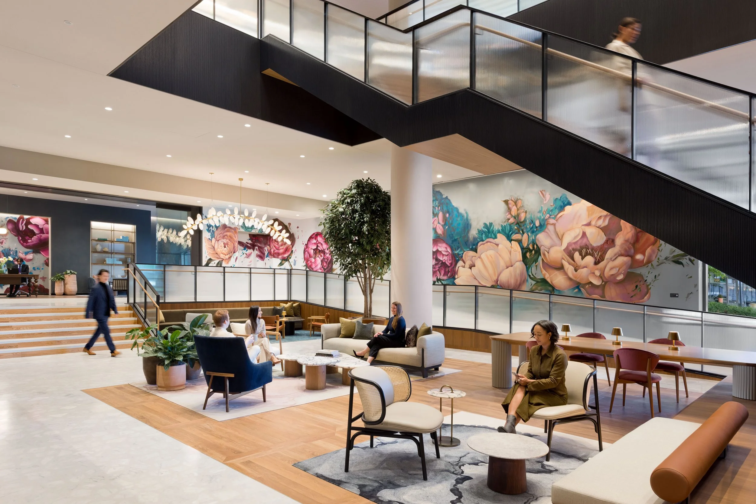  Emilio Florentine,  Beauty in Chaos , 2025. Site-specific mural. © Emilio Florentine. Photography: © Connie Zhou, courtesy of Gensler. 