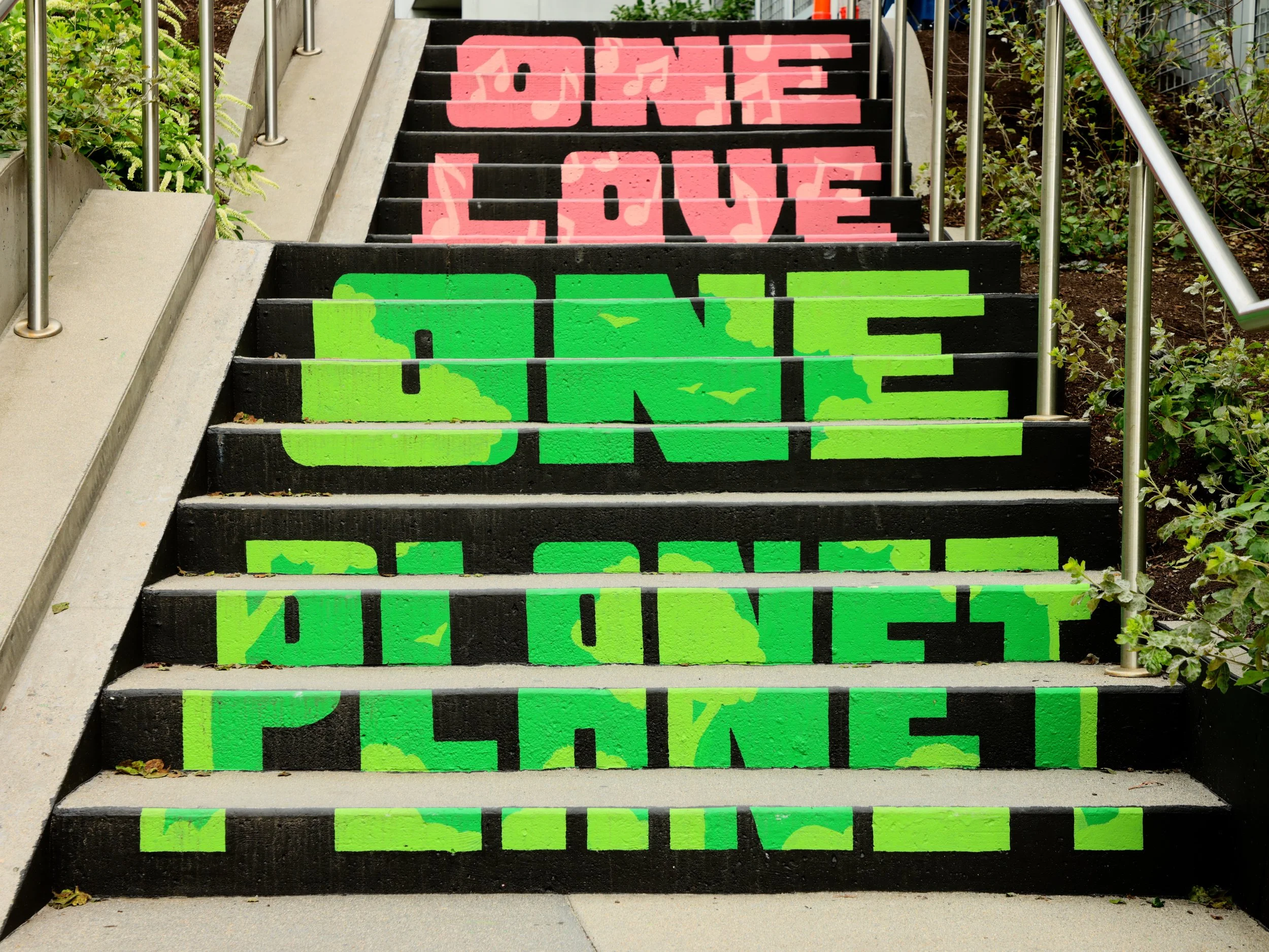  Michael Talbot &amp; Phoebe Warner,  Collective Ascension , 2023. Site-specific mural. Brian P. Murphy Memorial Staircase, Cambridge, MA. Project executed in collaboration with Community Art Center and facilitated by art_works for DivcoWest. © Micha