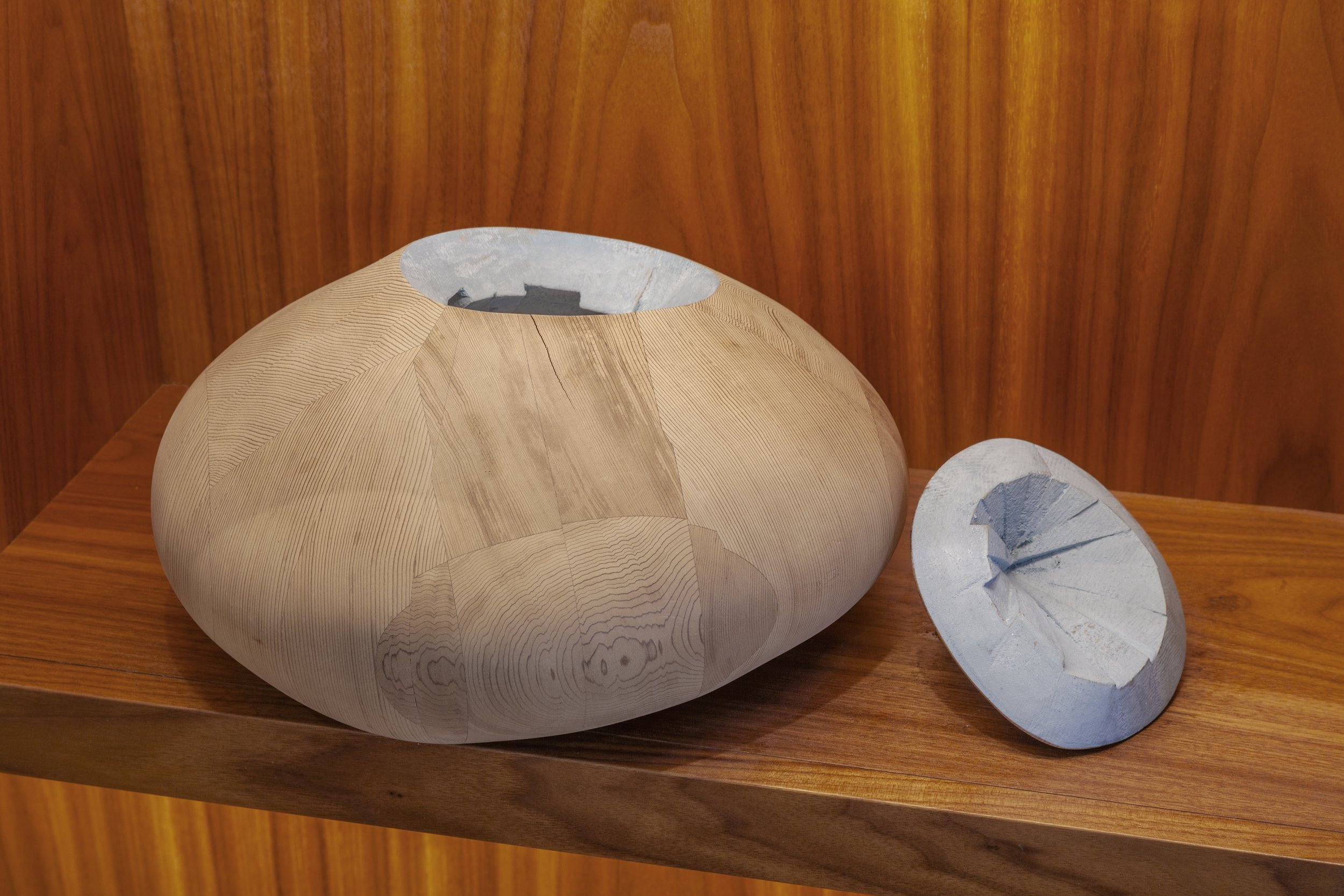  Alison Croney Moses,  What We Hold: Pod 3 , 2022. Cedar and milk paint. © Alison Croney Moses. Photography by Will Howcroft Photography. 