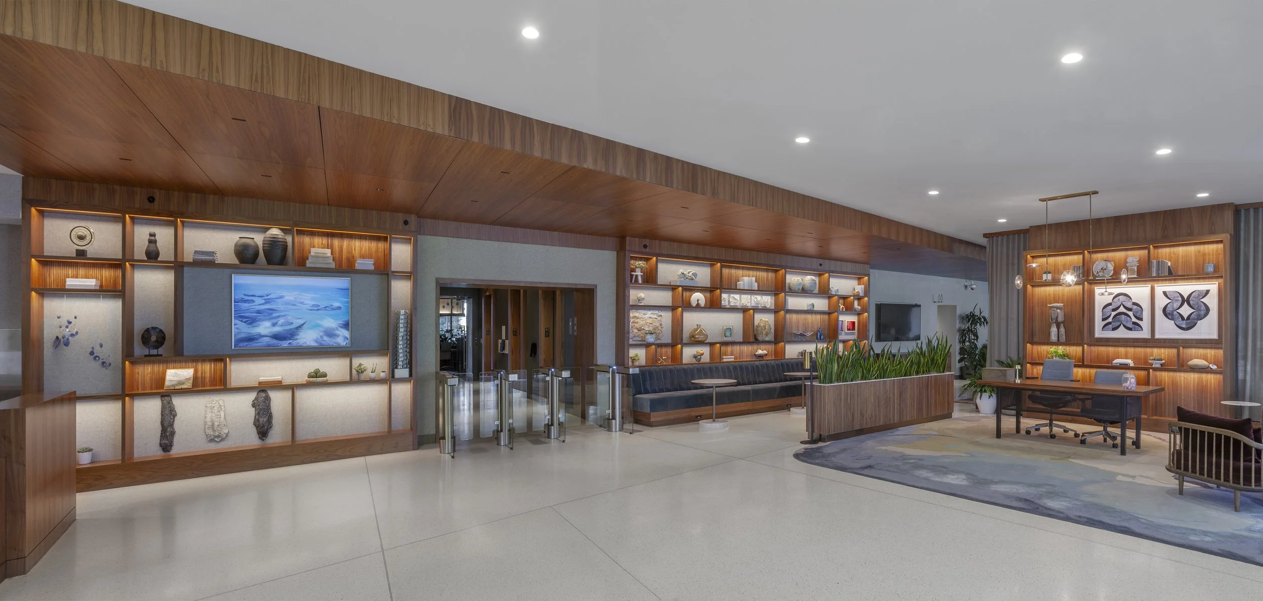  Installation view of sculpture program in a lobby in Cambridge, MA. Photography by Will Howcroft Photography.  