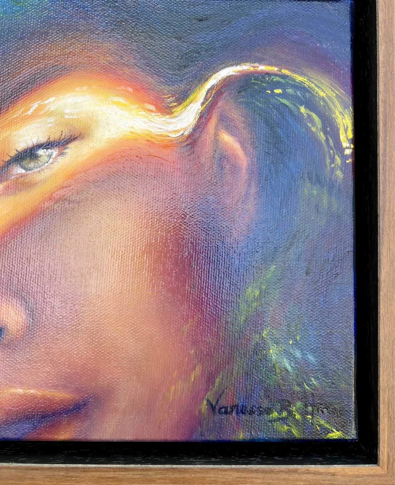Tirage d’art d’un portrait féminin aux effets de lumière et de réfraction – œuvre de Vanessa Ben Amor