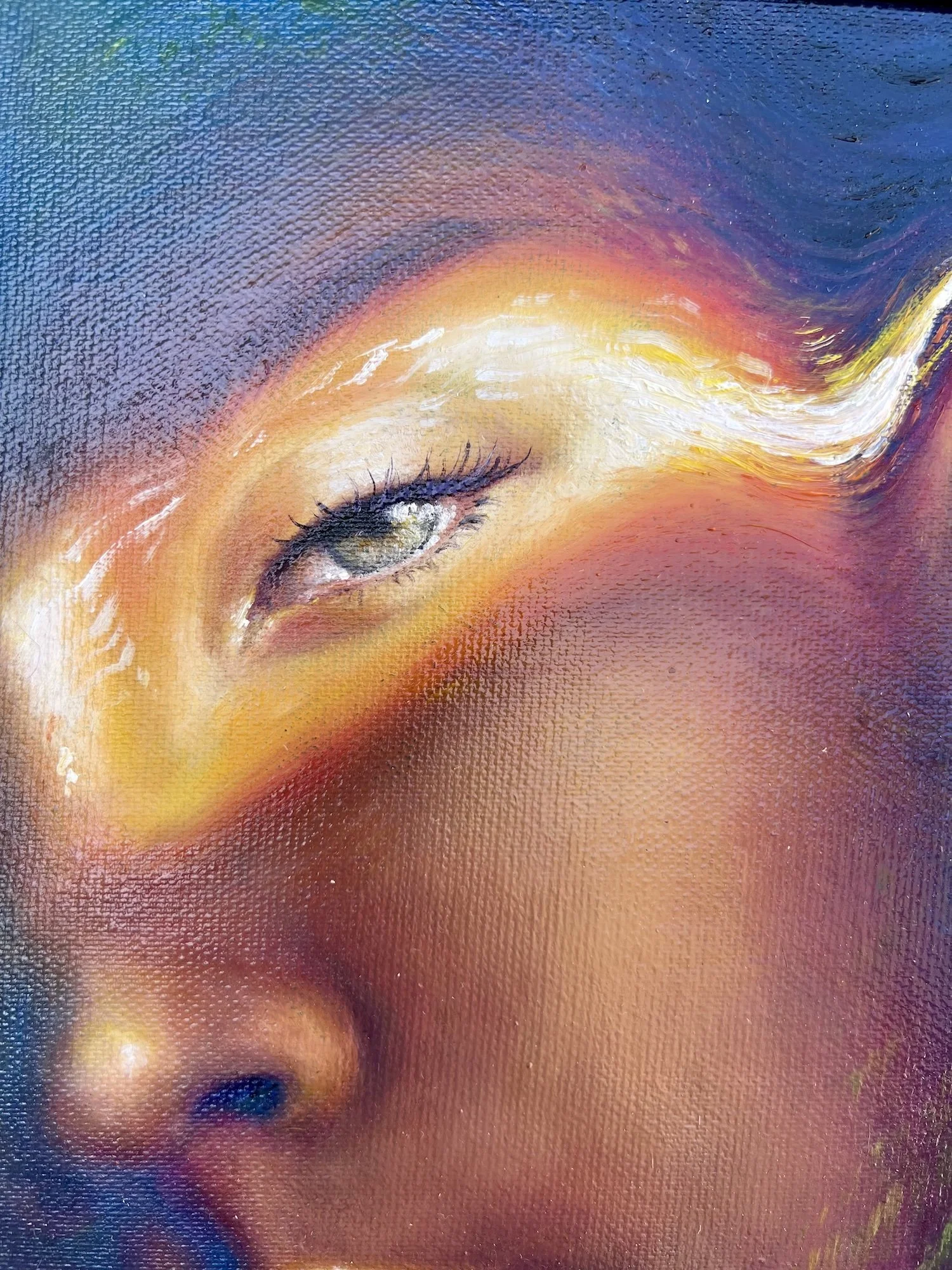 Tirage d’art d’un portrait féminin aux effets de lumière et de réfraction – œuvre de Vanessa Ben Amor