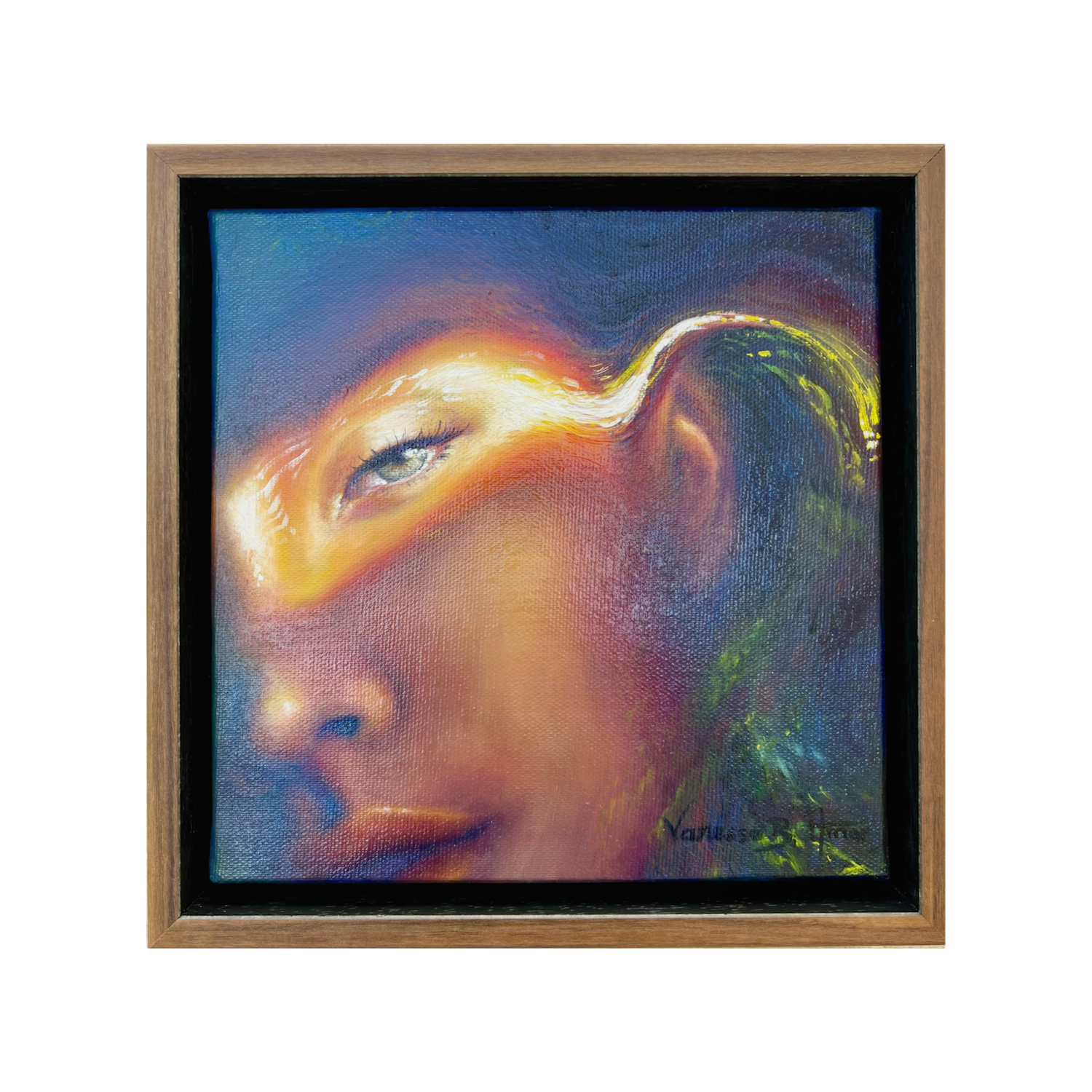 Tirage d’art d’un portrait féminin aux effets de lumière et de réfraction – œuvre de Vanessa Ben Amor