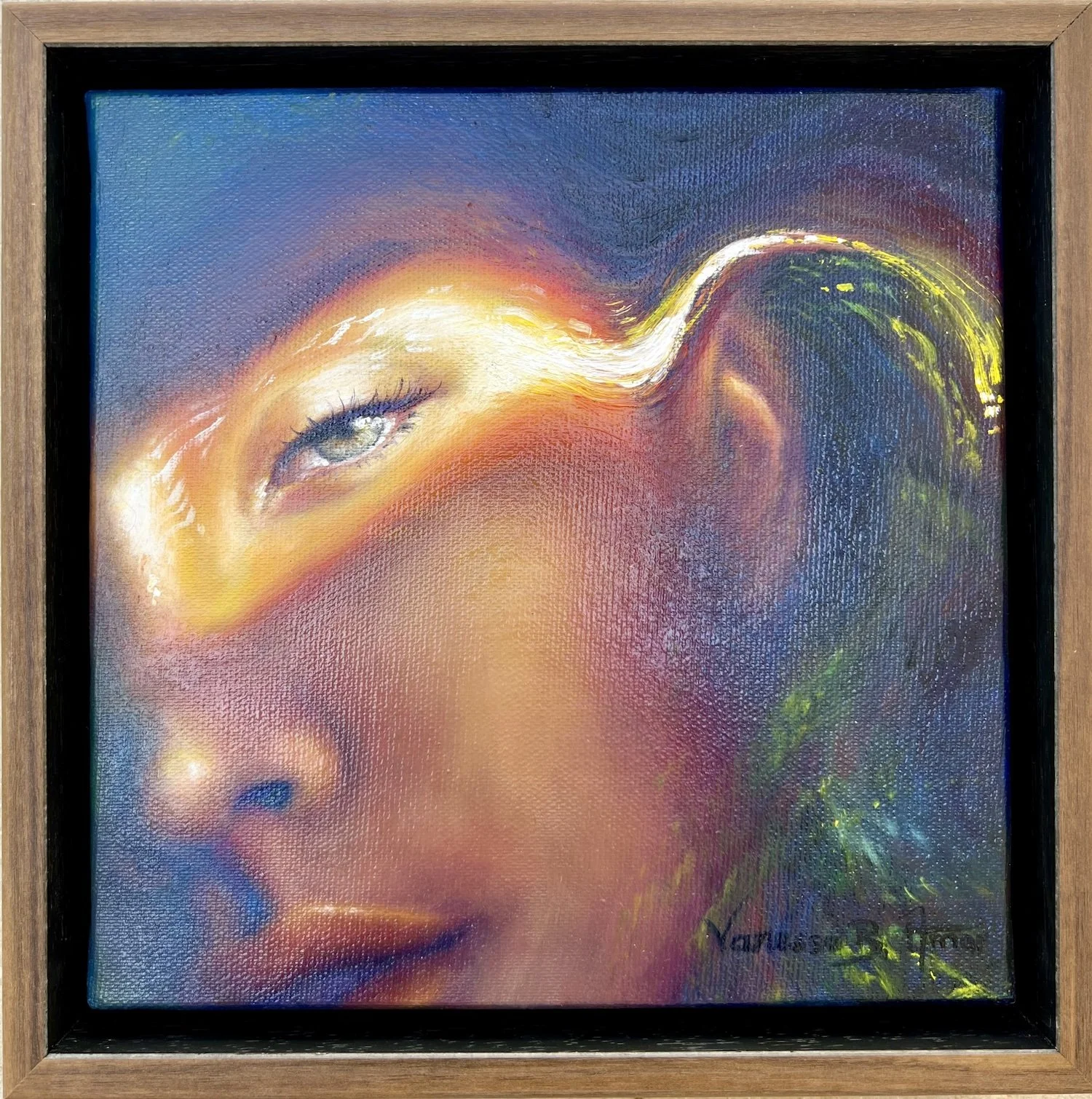 Tirage d’art d’un portrait féminin aux effets de lumière et de réfraction – œuvre de Vanessa Ben Amor