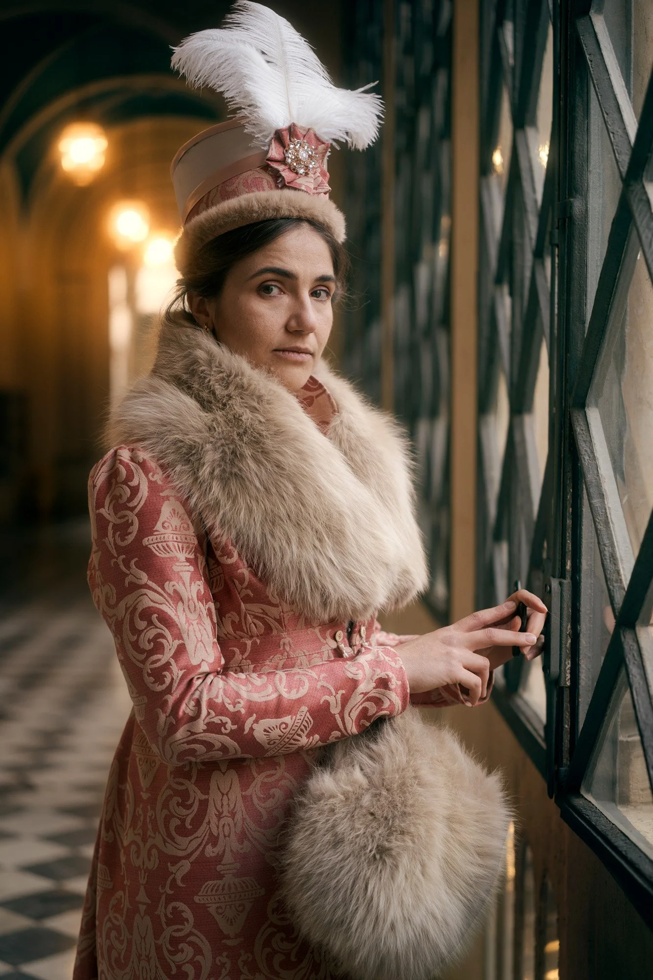Portrait of a fantasy character in historical-inspired costume photographed at the Witch Market Barcelona.