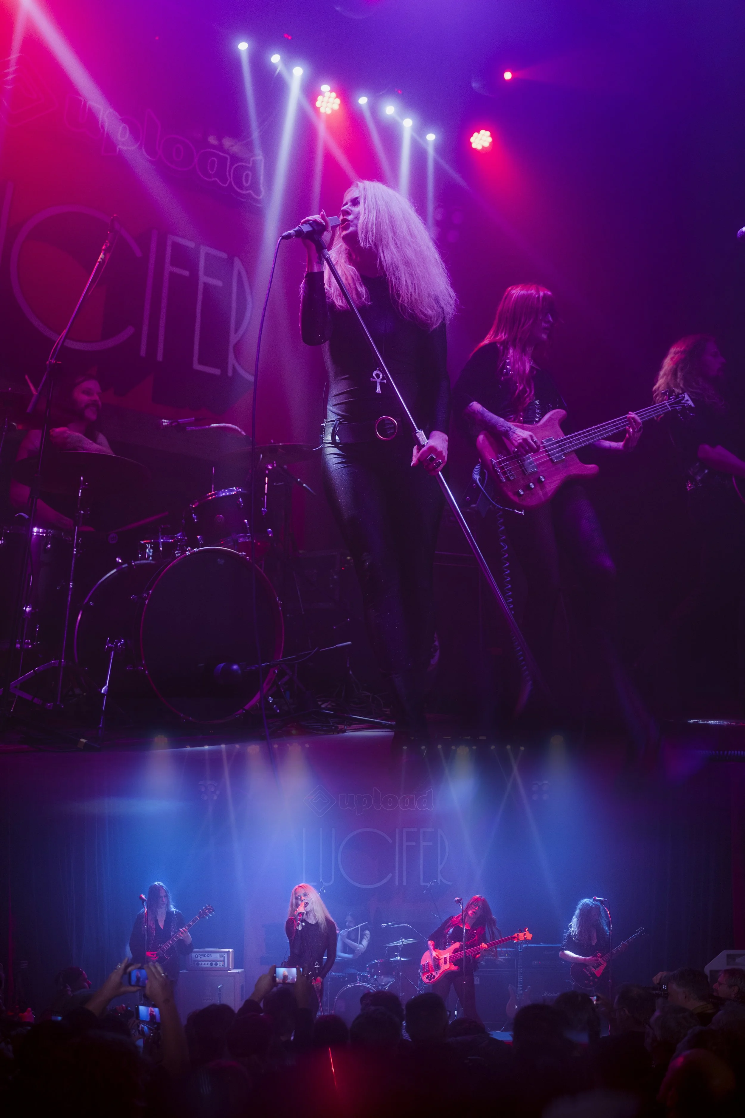 Johanna Sadonis performing with Lucifer on stage during rock concert in Barcelona