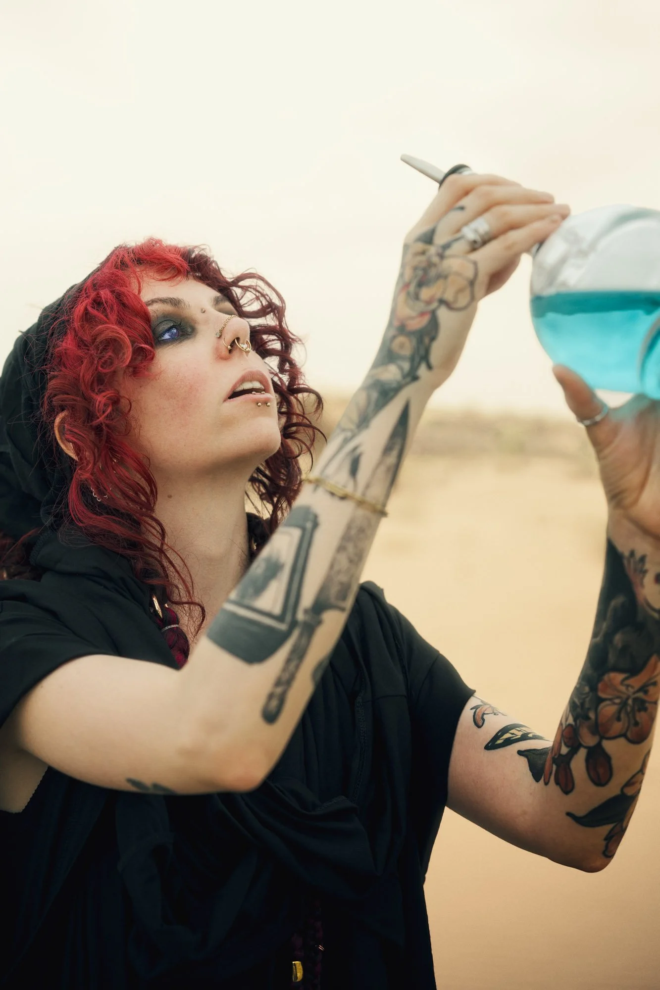 Ainhoa as a Reverend Mother holding the Water of Life in the desert