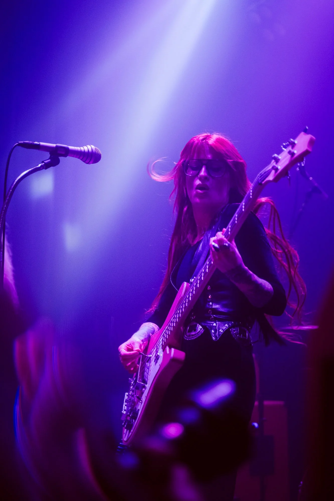 bass player performing on stage during Lucifer concert in Barcelona