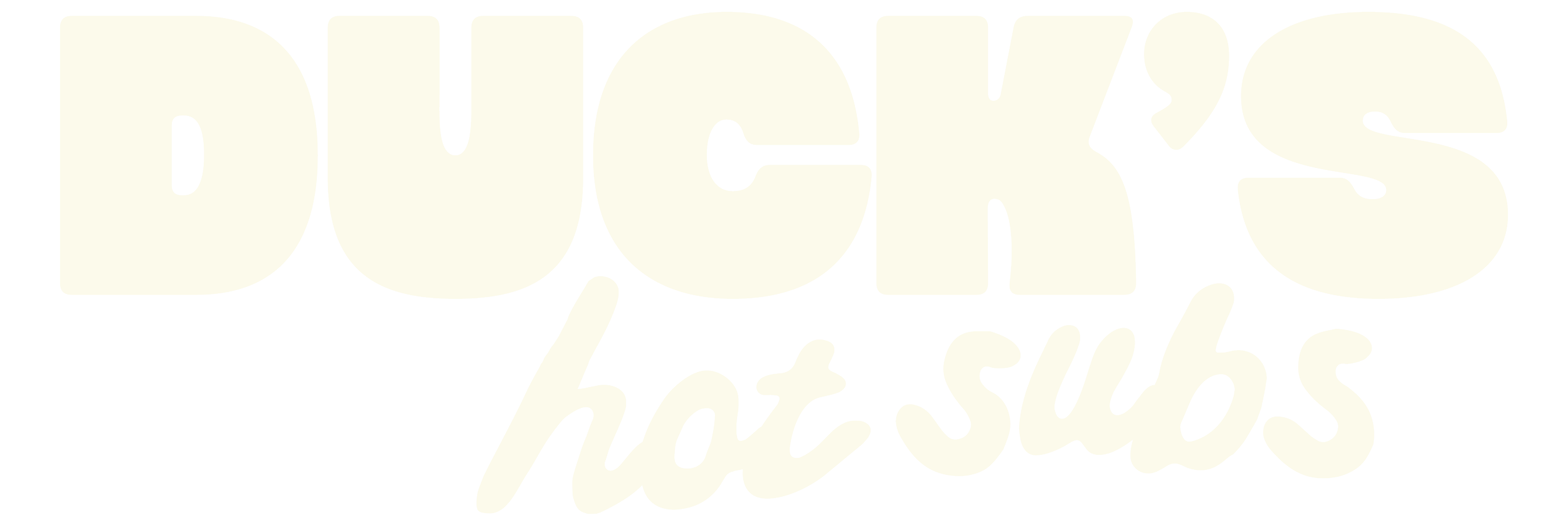 Text in bold uppercase letters reading "DUCK'S" with smaller lowercase text underneath saying "hot subs".