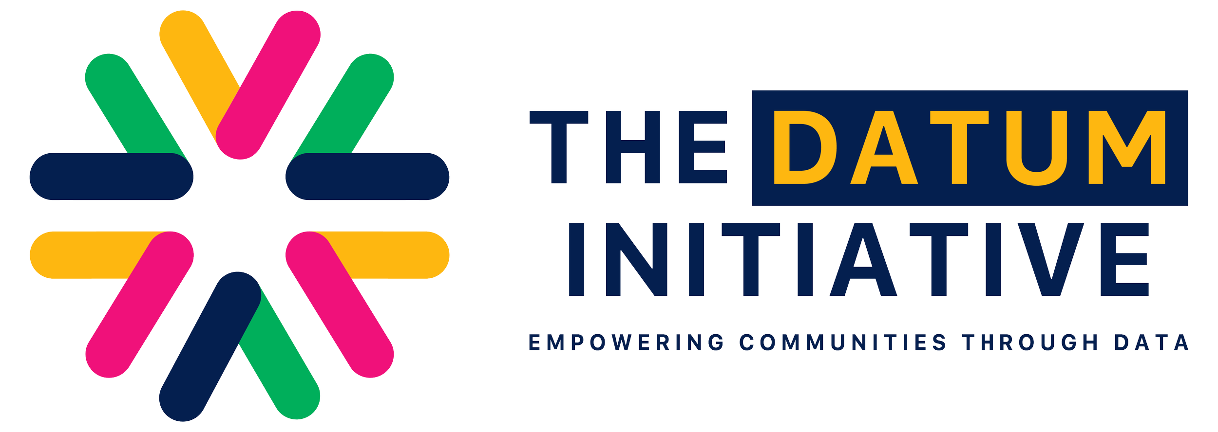 Logo of The DATUM Initiative with a colorful, geometric design and the tagline 'Empowering Communities Through Data'.