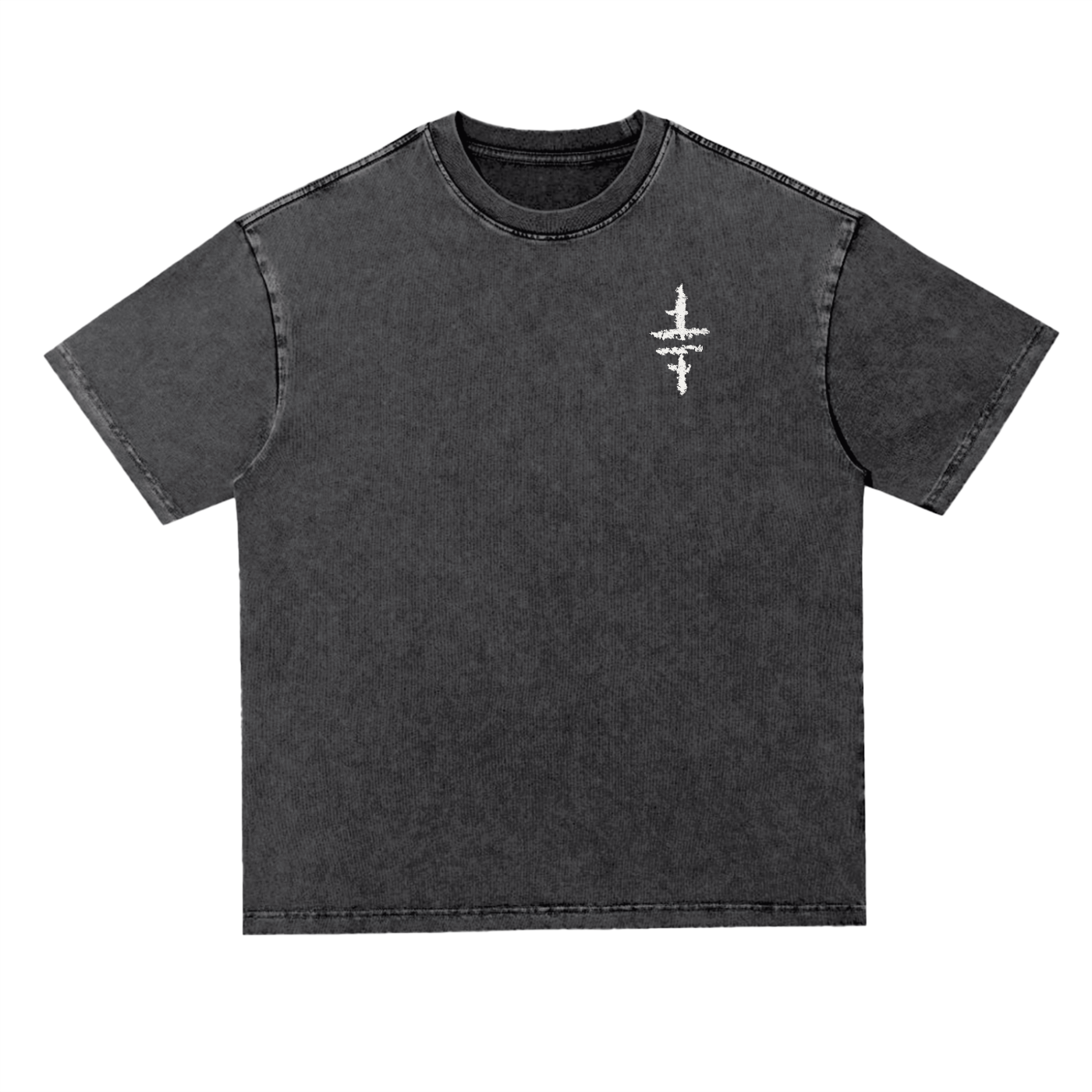 Snow Washed Heavyweight Oversized T-Shirt - Primitive Temple Tribe Logo in Bone White