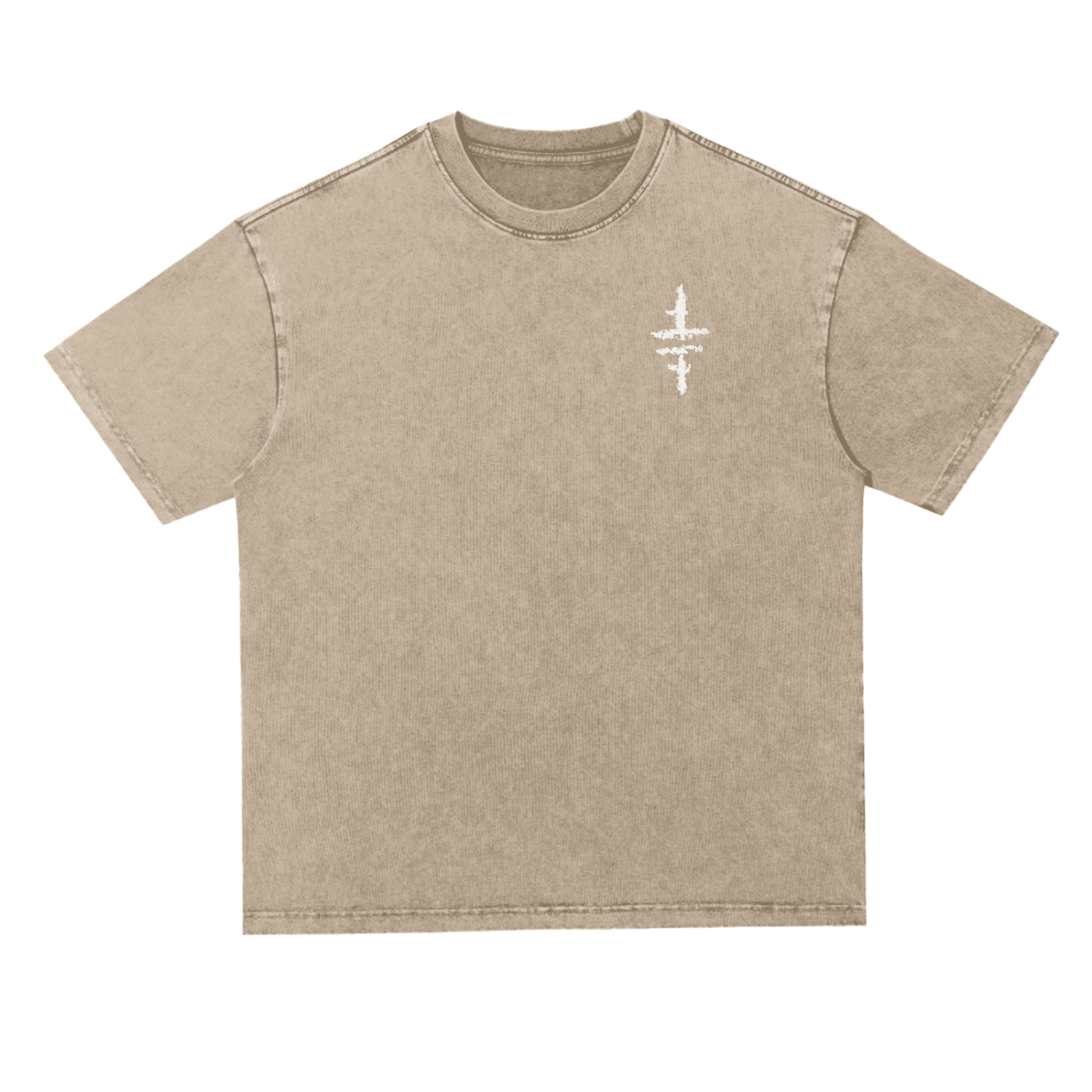 Snow Washed Heavyweight Oversized T-Shirt - Primitive Temple Tribe Logo in Bone White