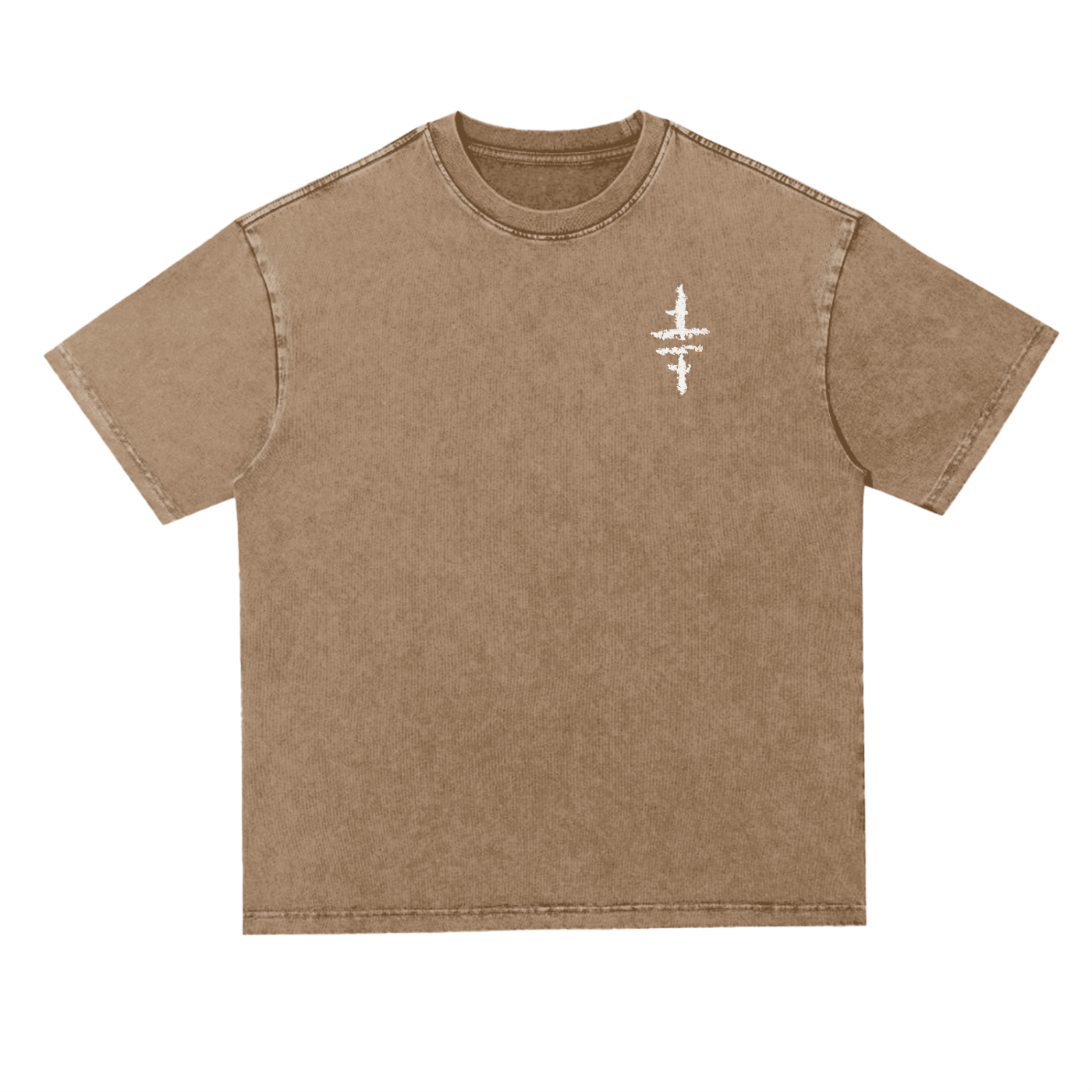 Snow Washed Heavyweight Oversized T-Shirt - Primitive Temple Tribe Logo in Bone White