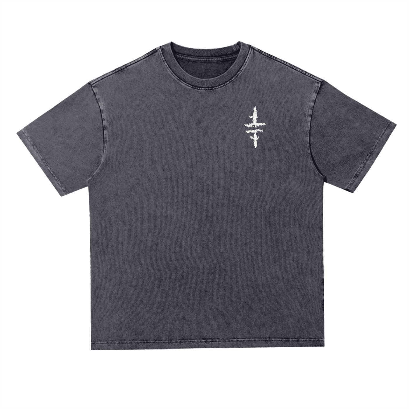 Snow Washed Heavyweight Oversized T-Shirt - Primitive Temple Tribe Logo in Bone White