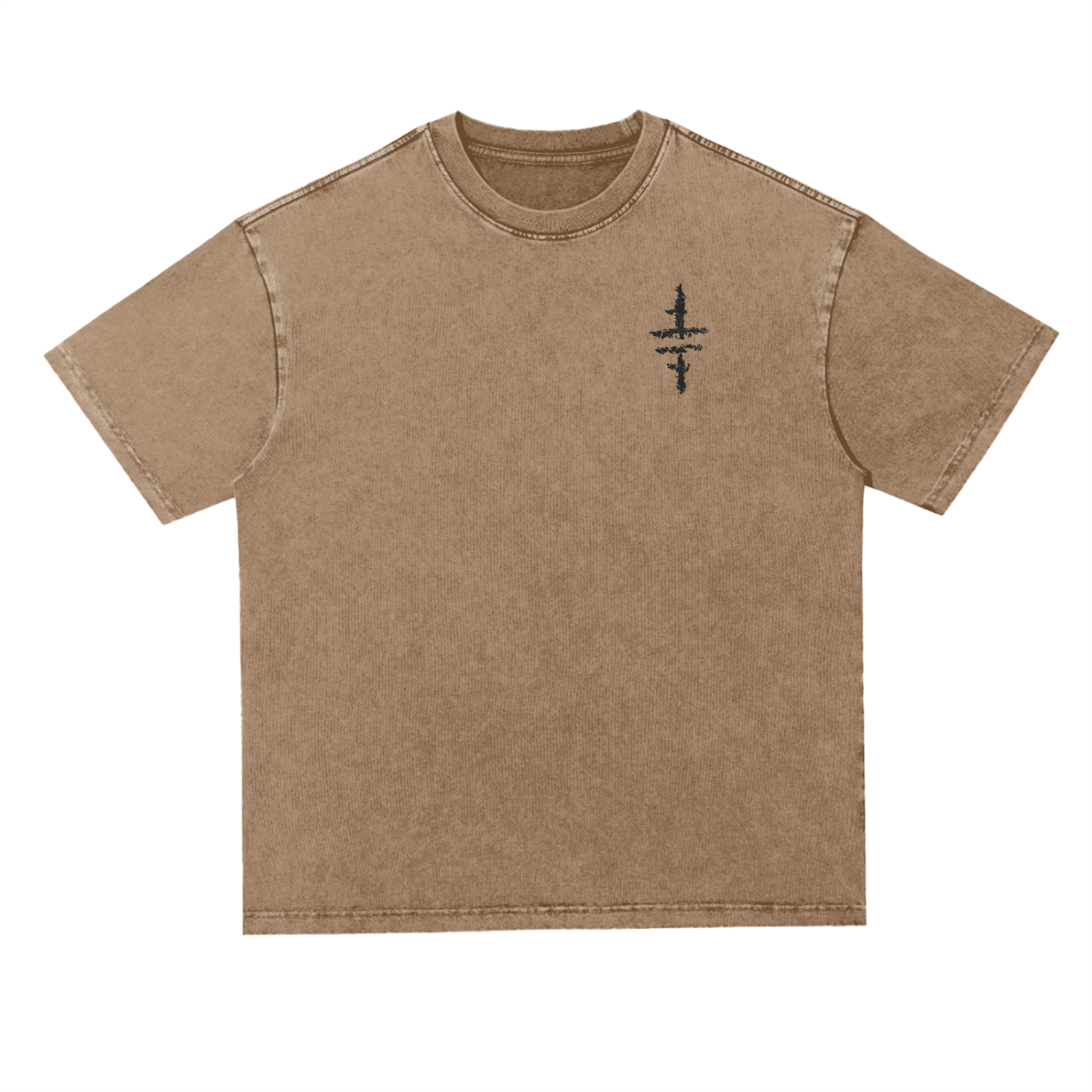 Snow Washed Heavyweight Oversized T-Shirt - Primitive Temple Tribe Logo in Charcoal Black