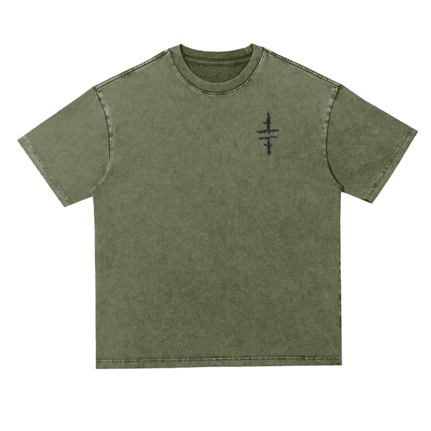 Snow Washed Heavyweight Oversized T-Shirt - Primitive Temple Tribe Logo in Charcoal Black