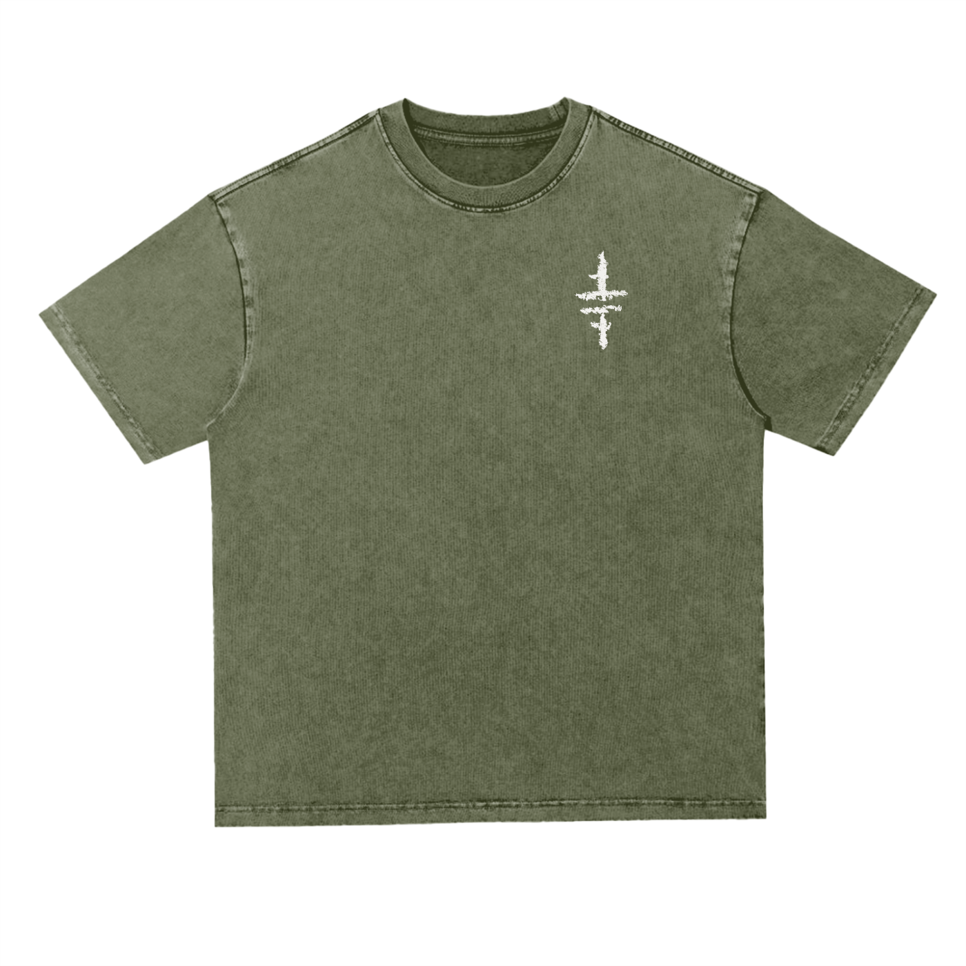 Snow Washed Heavyweight Oversized T-Shirt - Primitive Temple Tribe Logo in Bone White