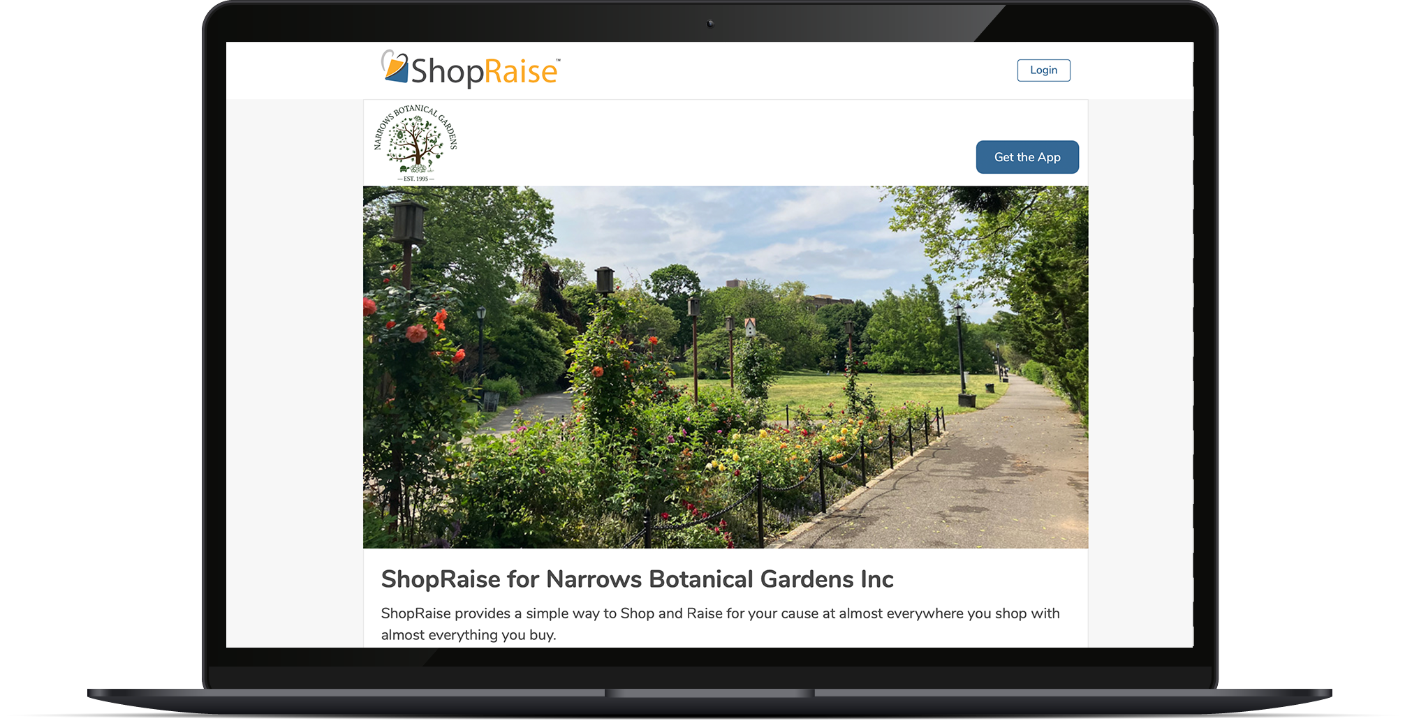 Shop Raise web page  on laptop screen