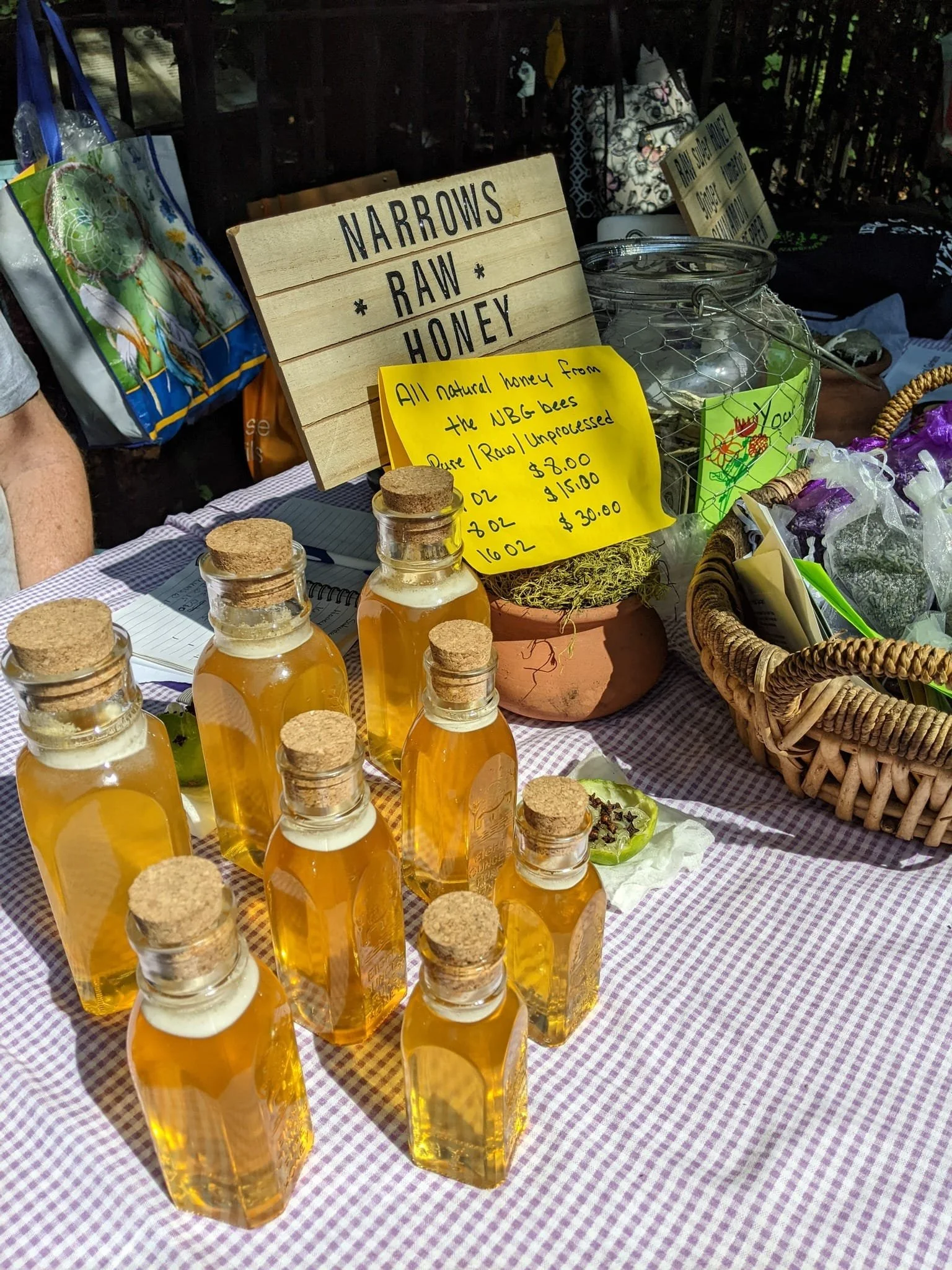 Honey products for sale at honey day event