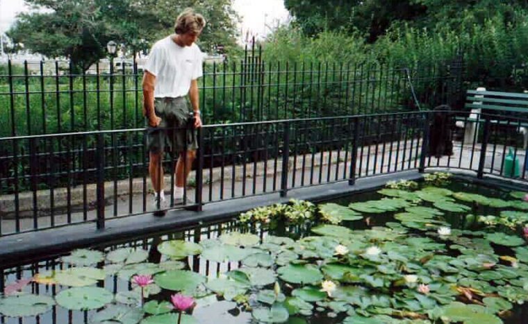 1996 Richie Haugland  looking at the new lily pond