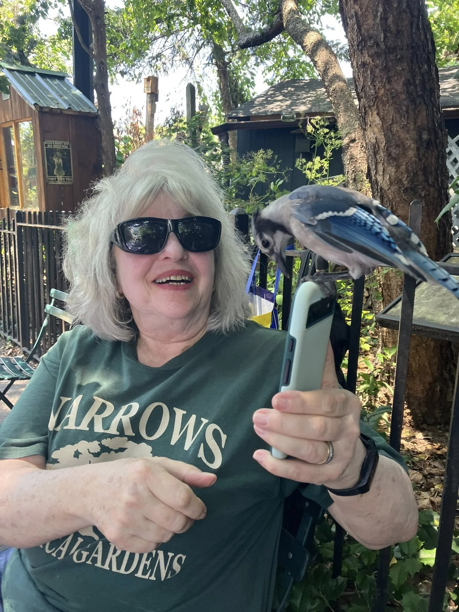Garden Greeters Volunteer with bird