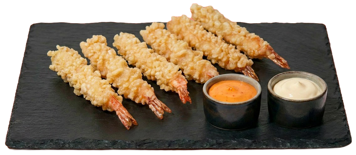 6 Prawn Tempura: with two Sauces