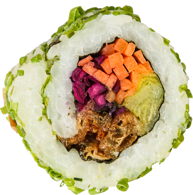 Welsh Leek (Ve): Leek, Tempura Oyster Mushroom,Carrot, Red Cabbage, Chives
