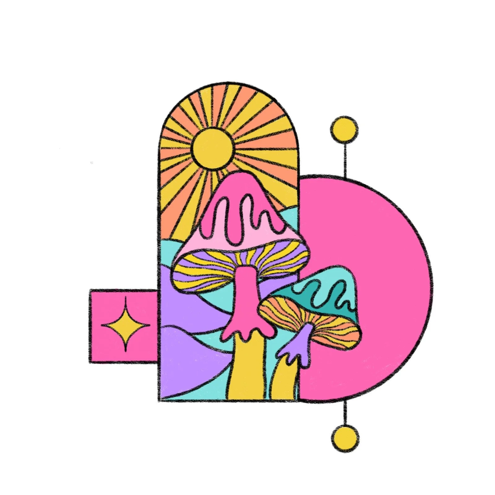 Hongos Rainbow Print
