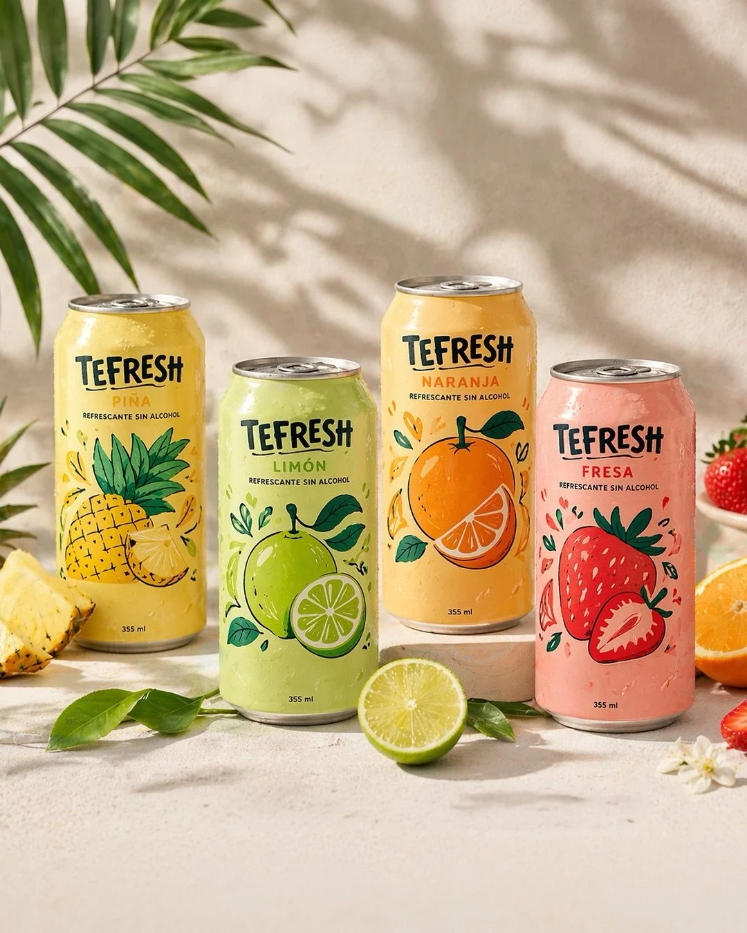 Creamos el branding para tefresh con un enfoque fresco, moderno y limpio. 🌴🍃

La ilustraci&oacute;n es la base del dise&ntilde;o, manteni&eacute;ndola simple para dar protagonismo a los ingredientes y transmitir naturalidad en cada sabor. 🍍🍋🍊🍓
