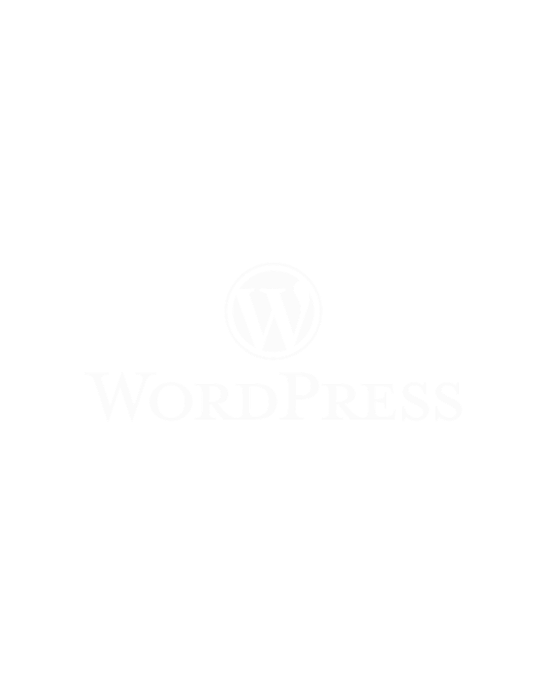 Logo en blanco y negro de WordPress en fondo negro.
