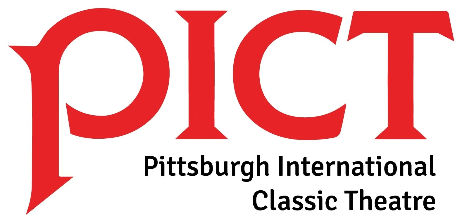Logo of Pittsburgh International Classic Theatre with large red letters spelling PICT and black text below reading Pittsburgh International Classic Theatre.