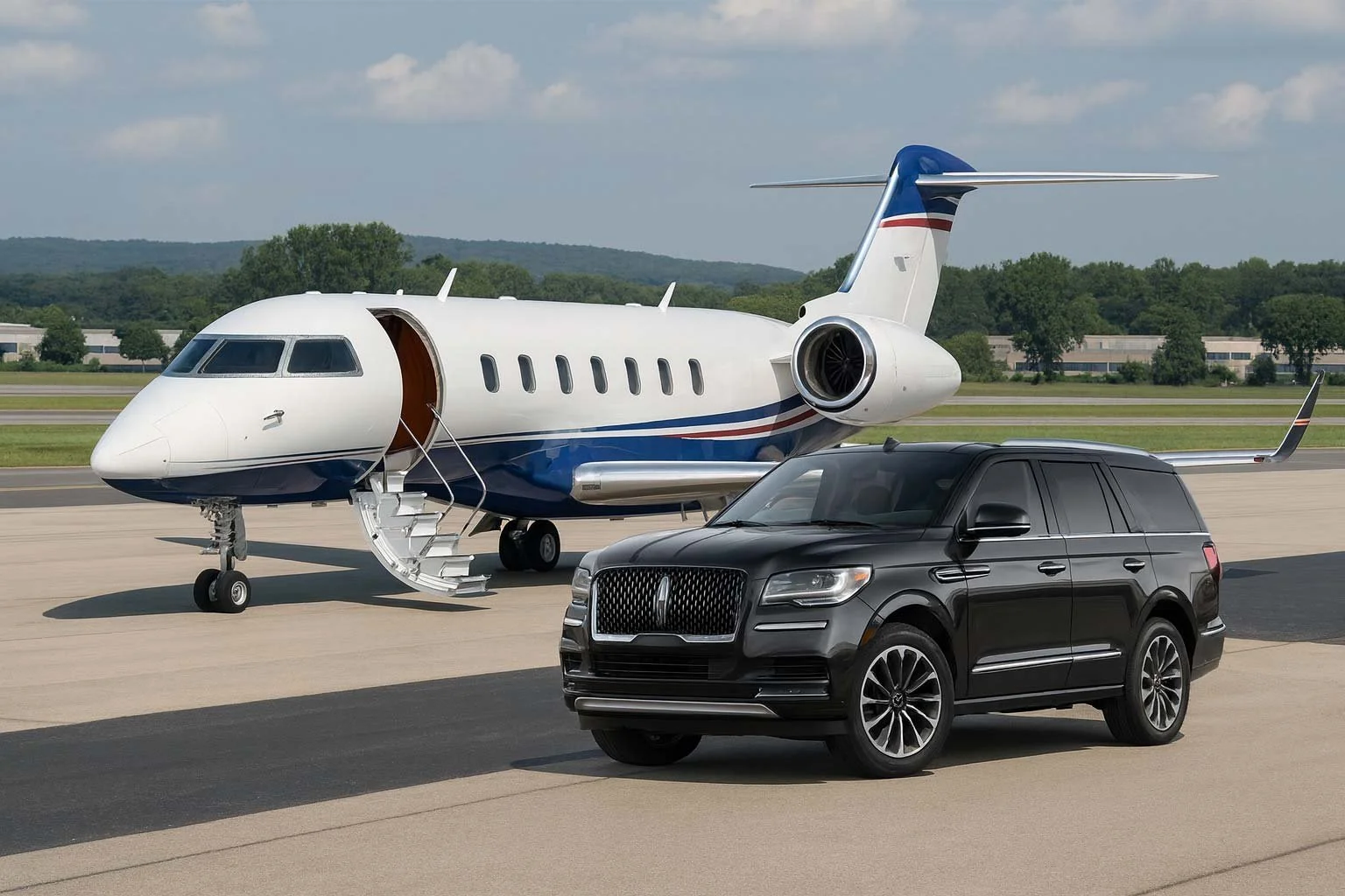 Professional black car airport transportation services connecting Denver Metro and private aviation travel.