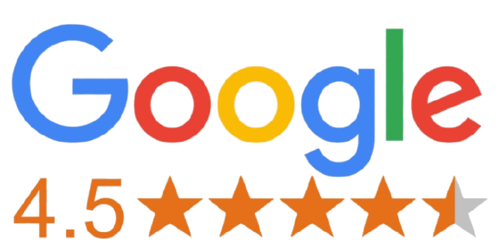 Google logo with a 4.5-star rating and five stars underneath.