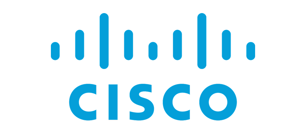 Blue Cisco logo with vertical lines above the text.