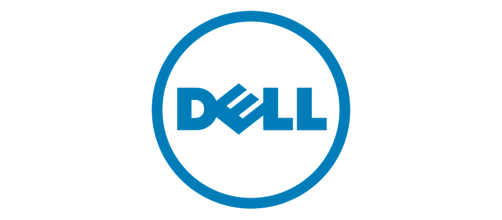 Dell logo in blue inside an oval outline