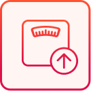 Electronic bathroom scale with an upward arrow icon