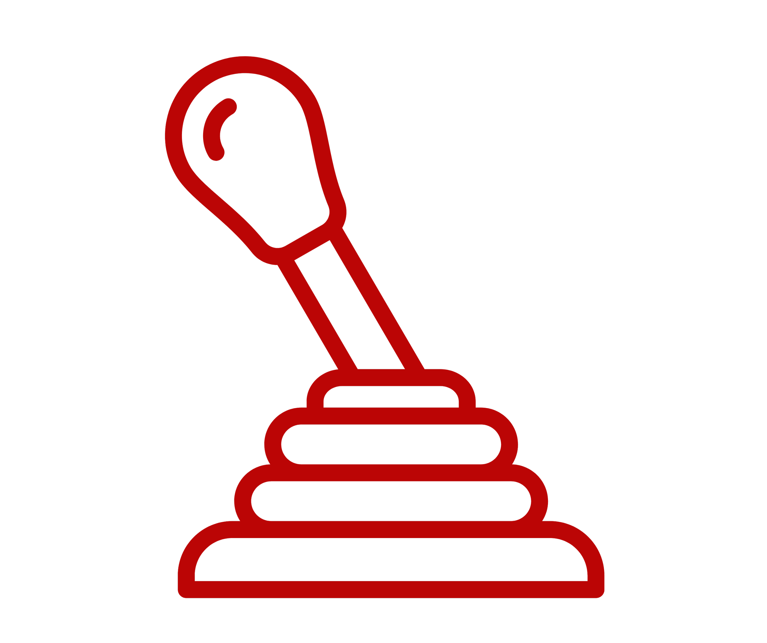Graphic of a red microphone on a stand, stylized and outlined, on a black background.