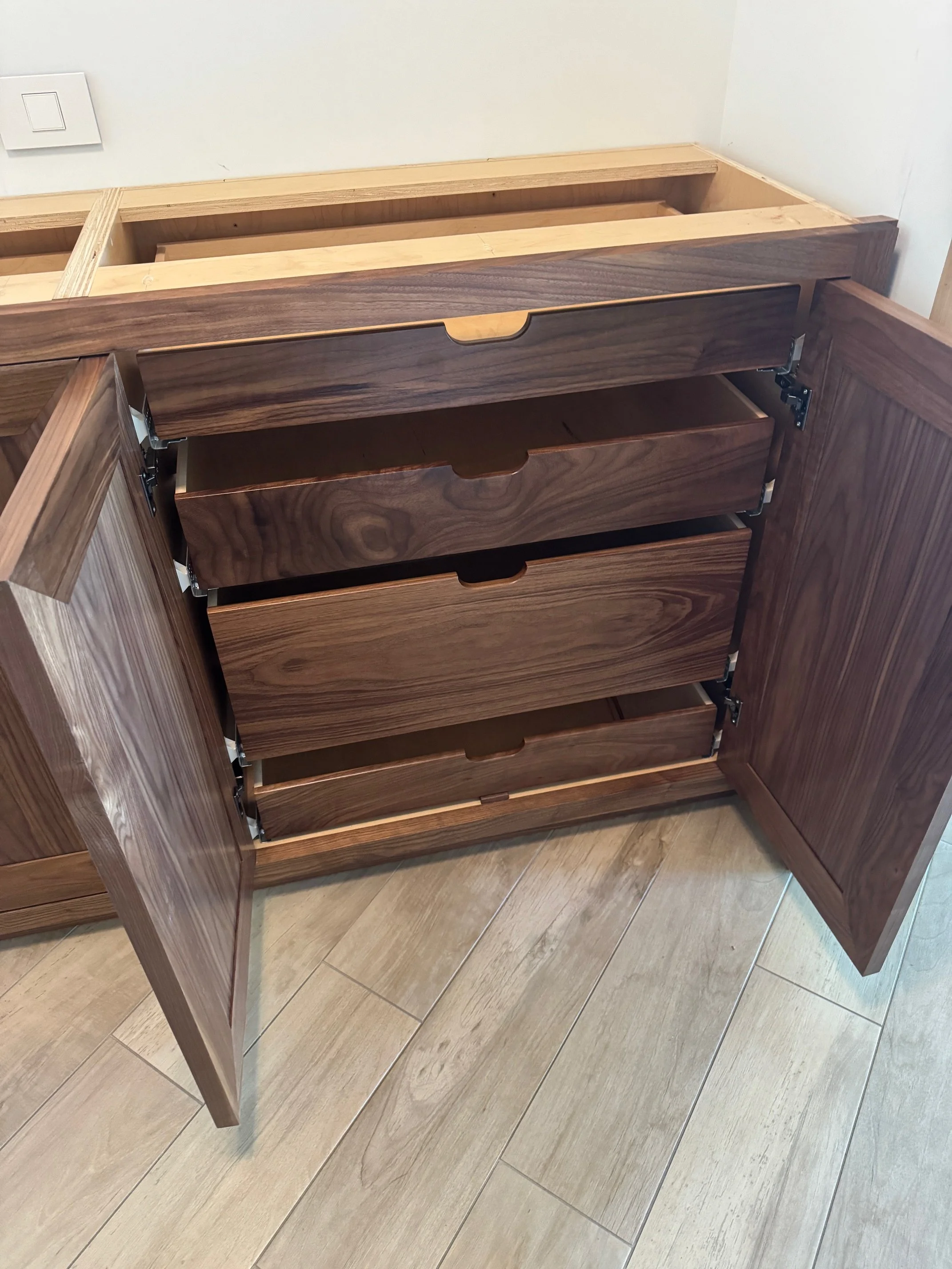 Storage drawers can be made in a variety of heights based on your needs. 