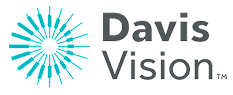 Logo of Davis Vision with a blue radial sunburst design and the company name in black text