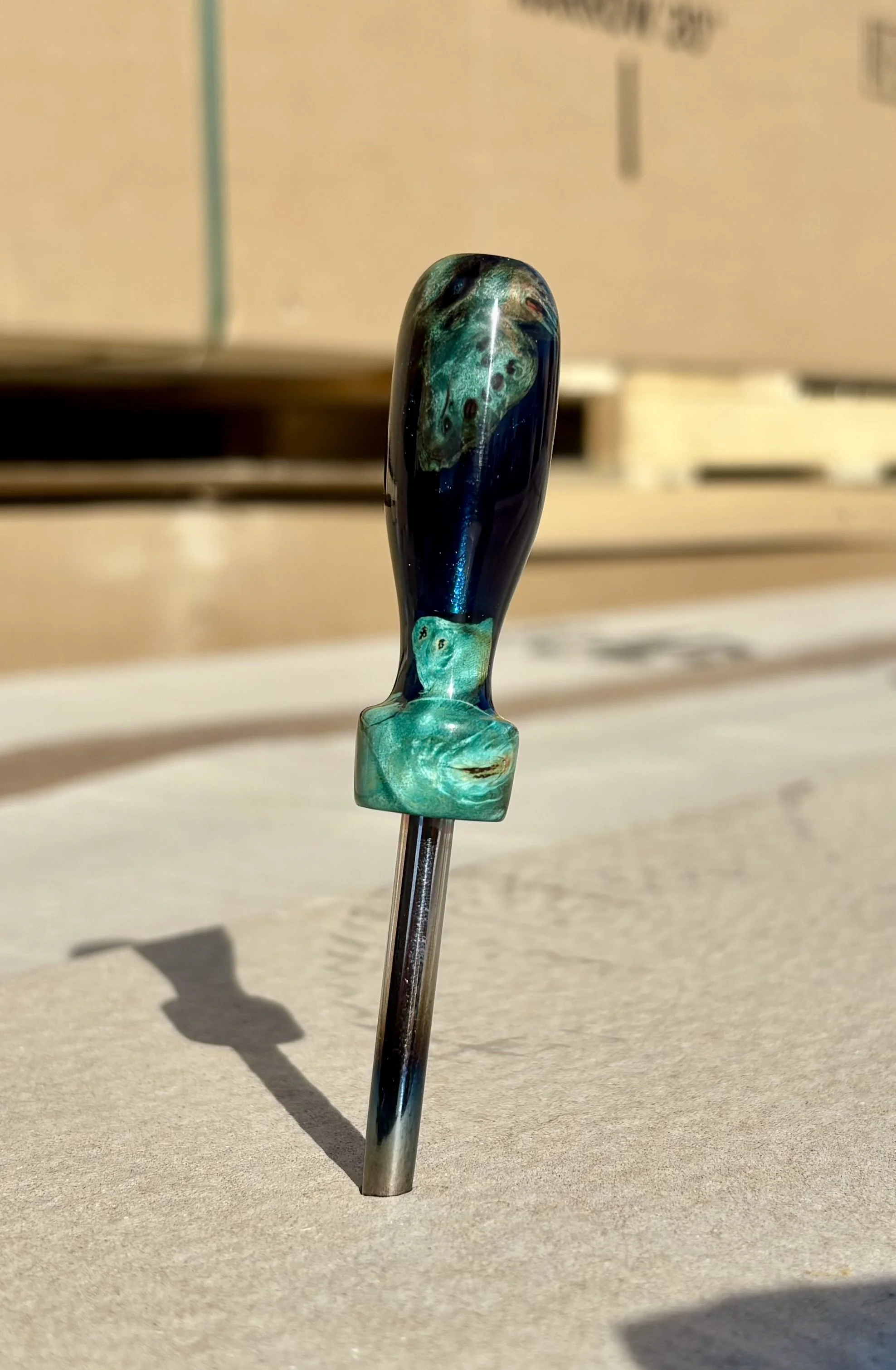 BOMB | TEAL HYBRID BURL | STEEL