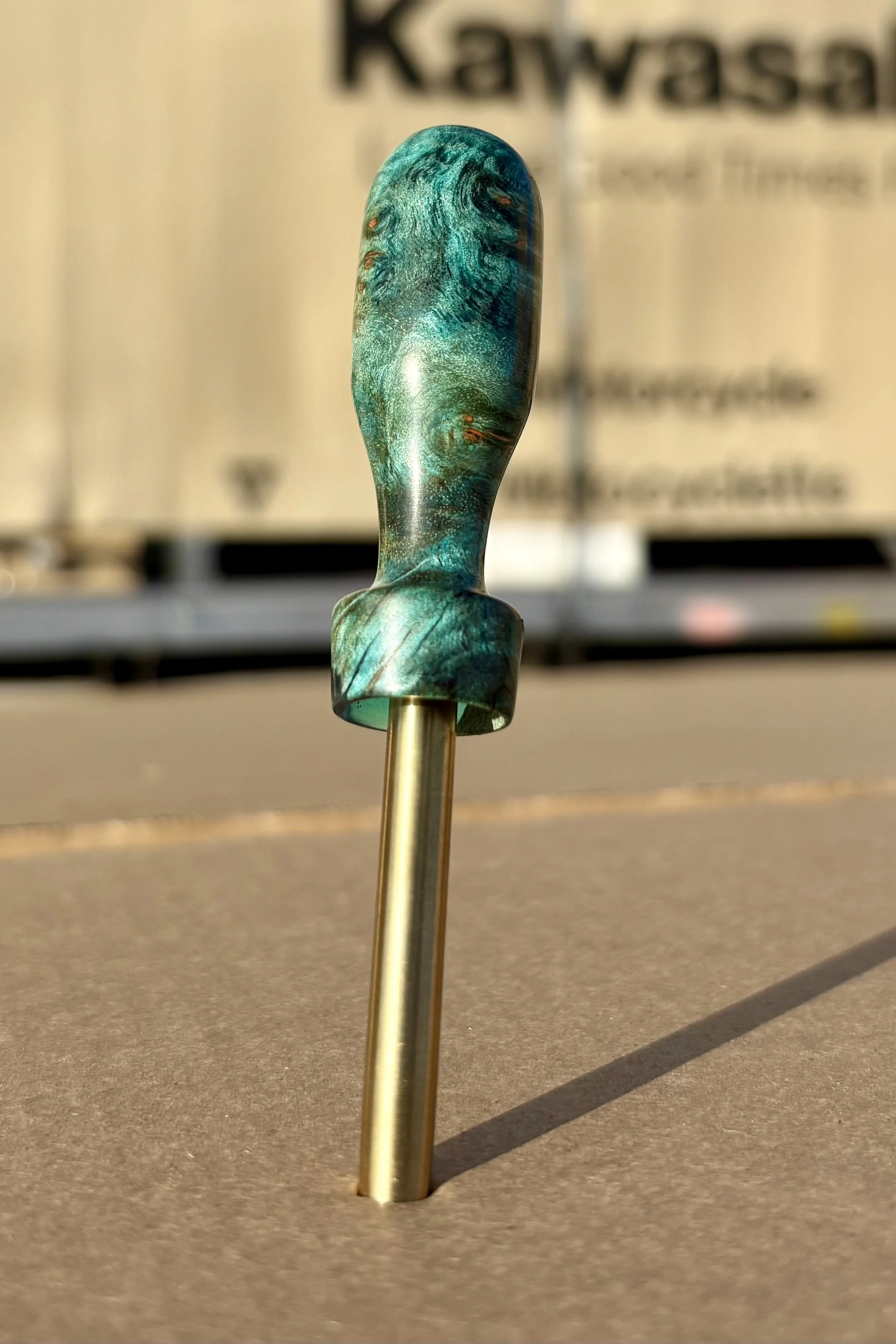 BOMB | TEAL HYBRID BURL | BRASS