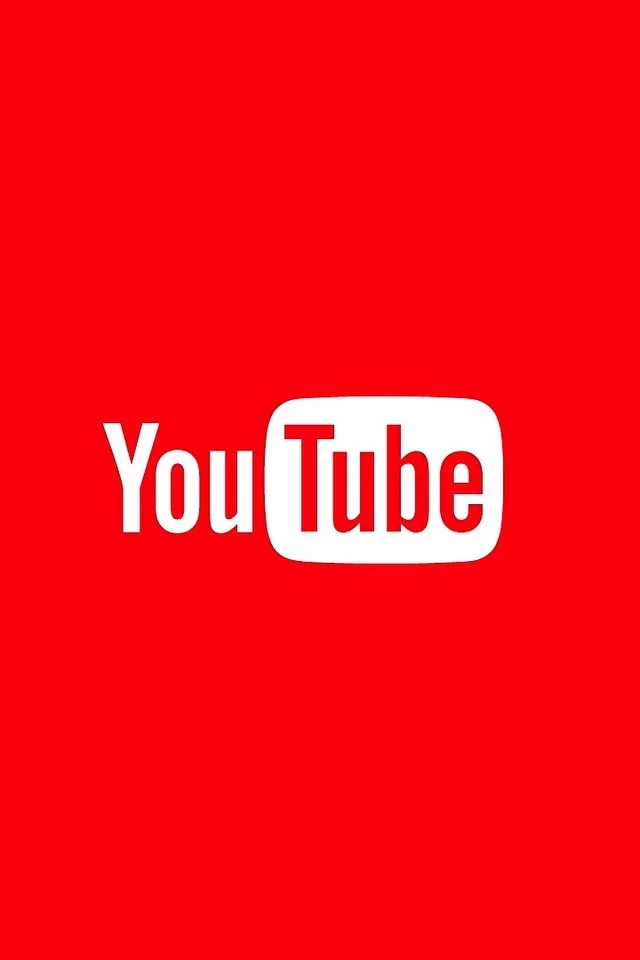 YouTube logo on a red background with white text and play button icon.